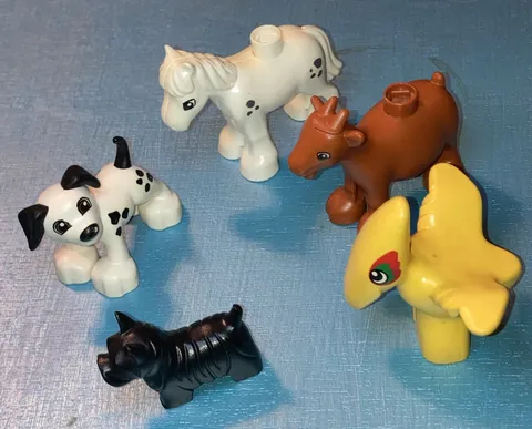Lego Duplo -  Lot of 5 Animals Horse Billy Goat Pterodon Dogs Dalmatian Terrier