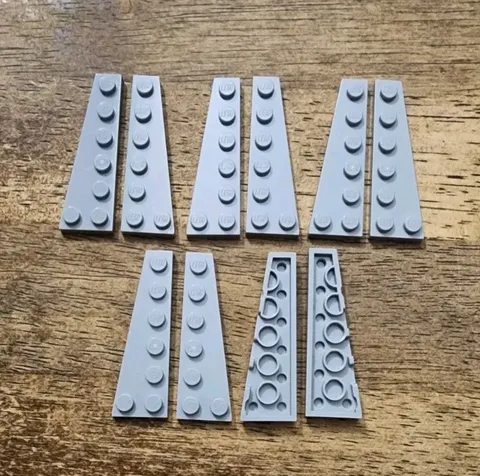 LEGO Light Bluish Gray Wedge, Plate 6 x 2 Left And Right QTY 10 Part 78443 78444