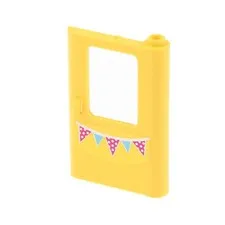 1x LEGO Brick Door 1x4x5 Yellow Right With Sticker Wimpel Chain 41034 4182pb043