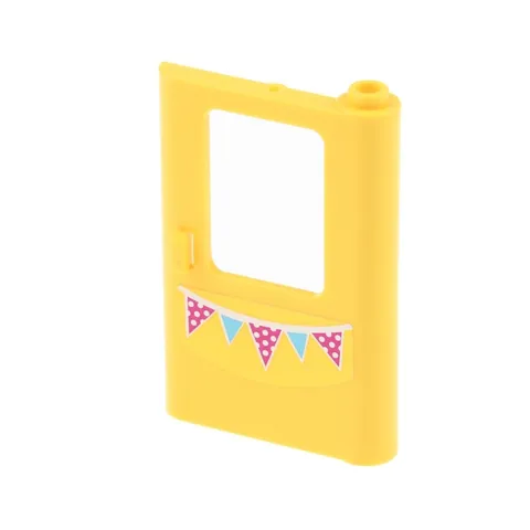1x LEGO Brick Door 1x4x5 Yellow Right With Sticker Wimpel Chain 41034 4182pb043