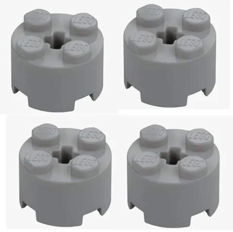 LEGO ® 4x round brick 2x2 medium stone grey light grey 6143 4211526 cross axle New