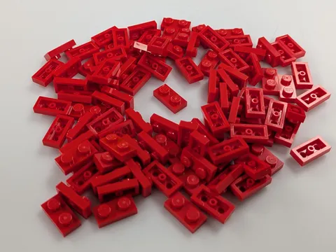 Lego x100 New Red Plate 1 x 2 # 3023 Bulk Lot MOC