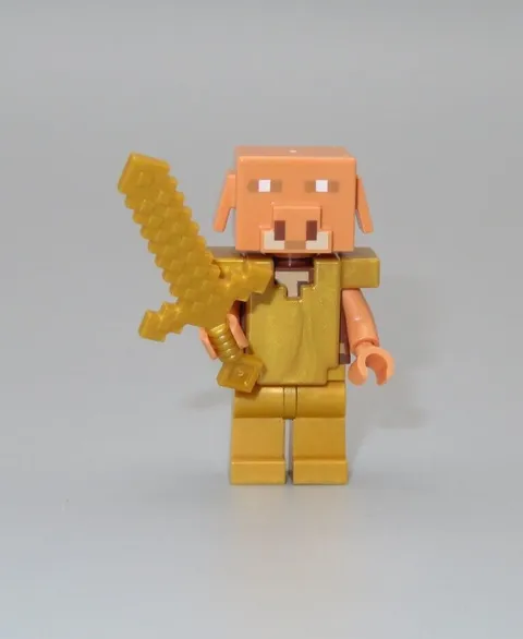 LEGO New Minecraft Piglin gold armor sword minifigure 21168 The Warped Forest 1