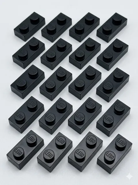 20x LEGO 1 x 2 Plate Black Pieces Bricks PARTS 102936 302326 TWENTY NEW