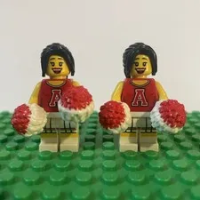 Lego Minifigure – Series 8 Red Cheerleader Girl 8833 Complete LOT OF 2