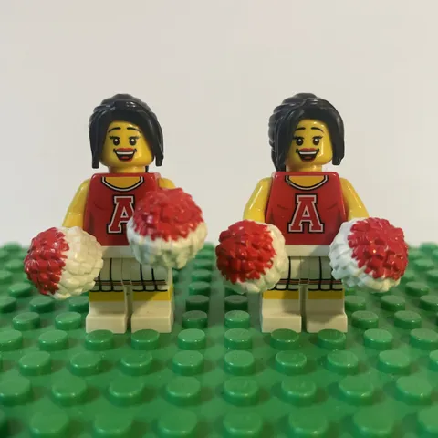 Lego Minifigure – Series 8 Red Cheerleader Girl 8833 Complete LOT OF 2