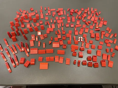 LEGO RED SLOPES INVERTED SLOPES ROOF TILES LOT OF 308 PIECES
