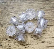 LEGO Trans-Clear Brick, Round 2 x 2 with Axle Hole. QTY 10. Part No. 3941.