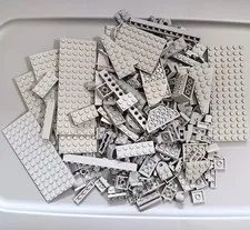 GREY Bulk LEGO Lot of 348 grams of Random Parts Bricks Plates Specialty Pieces