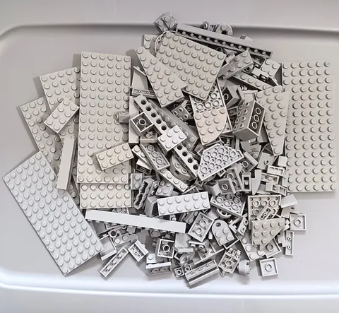 GREY Bulk LEGO Lot of 348 grams of Random Parts Bricks Plates Specialty Pieces