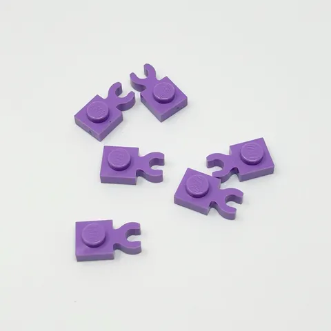 4085d LEGO Part Plate Modified 1x1 w/ Open O Clip Vertical MEDIUM LAVENDER (6)