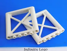 2 LEGO White Support 1 x 6 x 5 Girder Rectangular Crane Arm Cross Gate (64448)