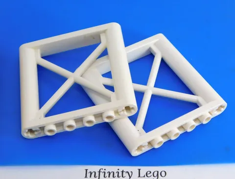 2 LEGO White Support 1 x 6 x 5 Girder Rectangular Crane Arm Cross Gate (64448)