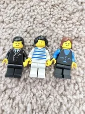 Vintage LEGO Town City Minifigures - Pilot, Striped Shirt & Vest - Lot of 3