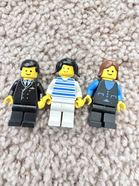 Vintage LEGO Town City Minifigures - Pilot, Striped Shirt & Vest - Lot of 3