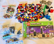 Lego Bricks Bulk Lot - 6lbs + (mixed Figures) & Minecraft 21117 - Used
