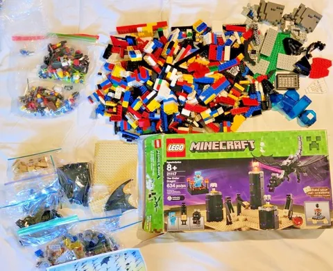 Lego Bricks Bulk Lot - 6lbs + (mixed Figures) & Minecraft 21117 - Used