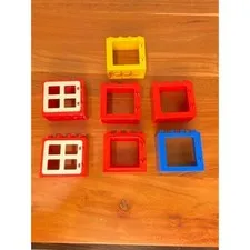 Lego Duplo Window Door Frame Lot 7pc Red Yellow Blue Building Blocks 2x2x2 61649