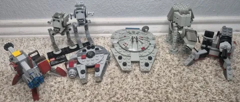 Lego Star Wars Canon (2) Millenium Falcon (2) AT-ST (2) Mini Building And AT-AT