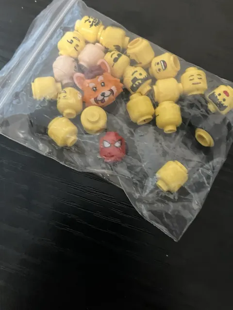Bulk LEGO Minifigure Heads Lot – Mixed Yellow Printed Heads & Parts – Genuine LE