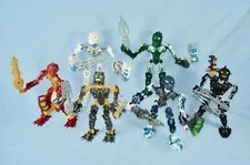 All 6 Lego Bionicle INIKA (8727-8732) with Light-Up Weapons & Zamor Spheres