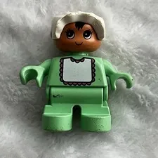 RARE Lego Duplo Baby with Bonnet Light Green White Minifigure Minifig RARE HTF