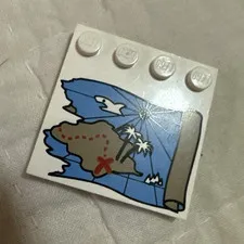 LEGO Pirates White Printed Panel Piece Map/Island w/ Shark Pirate Ship (1)