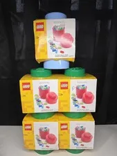LEGO Round Storage Brick 1 Knob -  4 Green Organizer & 1 Light Blue Organizer