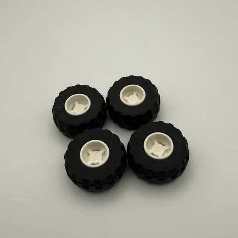 LEGO Black Wheels 11mm x 12mm & 24 x 12 R Balloon Tires White Rimx4 56890/6014b