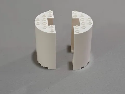 Lego Qty 2 - White - 87926 Cylinder Half 3 x 6 x 6 with 1 x 2 Cutout - NEW