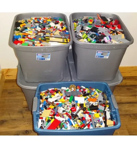 Bulk LEGO LOT 5 pound box of Bricks, parts, Pieces, Tires accessories five pound