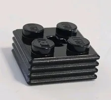 LEGO 71752 Black Brick, Modified 2 x 2 x 2/3 Ribbed with Axle Hole