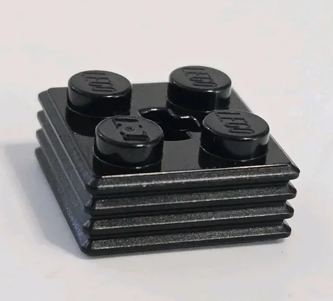 LEGO 71752 Black Brick, Modified 2 x 2 x 2/3 Ribbed with Axle Hole