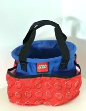 Lego Storage Bin Bucket Travel Collapse Bag Carry Organizer Red Blue Tote
