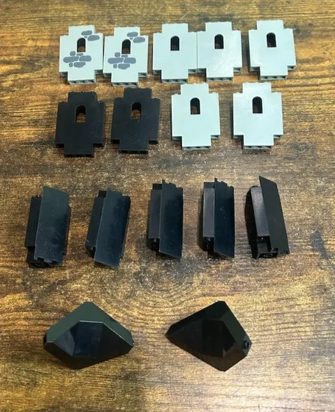 Vintage LEGO Castle Parts 16 pc Lot Wall Panels Black Gray Castle Walls Corners
