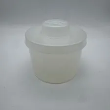 LEGO Vintage 2002 Round Storage Container Tub with Stud Lid Translucent White