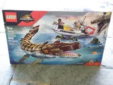 Lego Jurassic World Rebirth Brick-Built Mosasaurus Boat Mission #76974 New