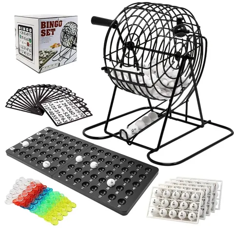 Bingo Game, Bingo Sets with 1 Bingo Drum 18 Bingo Tickets 75 Balls 150 Chip...