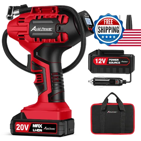 Avid Power Tire Inflator Portable Air Compressor 20V Cordless Car Tire Pump