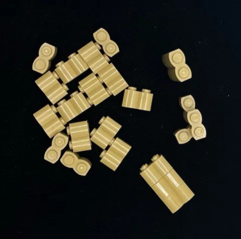 LEGO 25 NEW 1x2 TAN Modified LOG Bricks #30136 BULK Parts Pieces CASTLE WALL