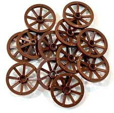 LEGO- New-#4489- Brown Wagon Wheels, 12 Ct.  - Spare Parts 8 Spokes Large 33 mm