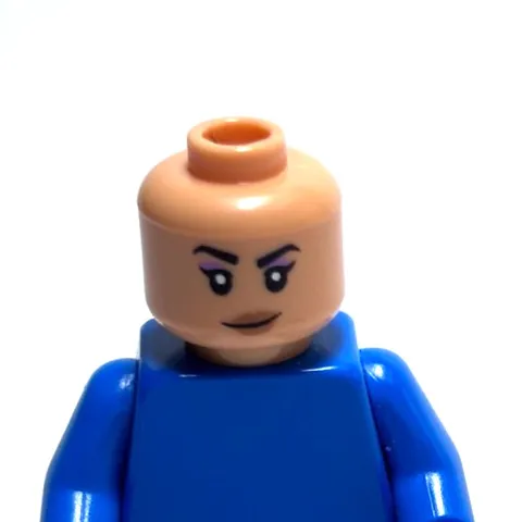 Lego - Minifigure Head - Dual Sided - Tan Skin, Smile / Angry, Female, Eyeshadow