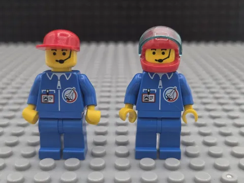 LEGO - Minifigure - Town - Launch Command Crew - with Red Cap - Lot Of 2