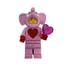 LEGO Pink Elephant Girl Minifigure Heart Torso Sunglasses Valentine's Day Love