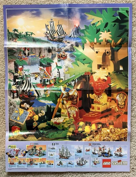 Vintage LEGO System Poster Pirates Islanders Ice Planet Spyrius 1990s Catalog