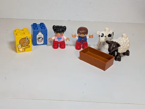 LEGO DUPLO FIGURES BOY GIRL COW SHEEP TOY BUILDING BLOCKS 7 pieces