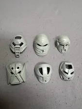 Bionicle Lot Of 6 Light Gray Masks (Huna, Rau, Mahiki, Matatu, Komau, Ruru)