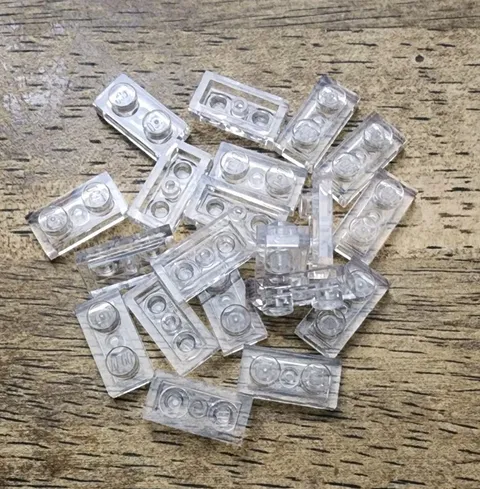 LEGO Trans-Clear Plate 1 X 2 QTY 20. Part No. 3023.