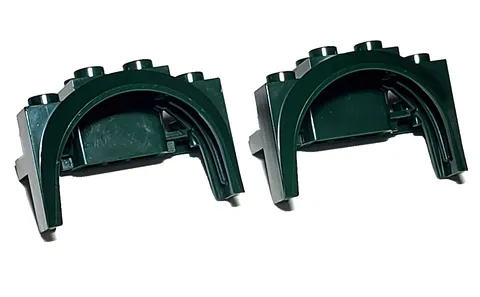 Lot Of 2 Dark Green Lego Part 18974 Vehicle Mudguard 4x2½x2⅓ with Arch Round