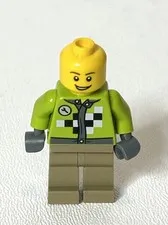 Lego Minifig BOY SKATER With Lime Jacket